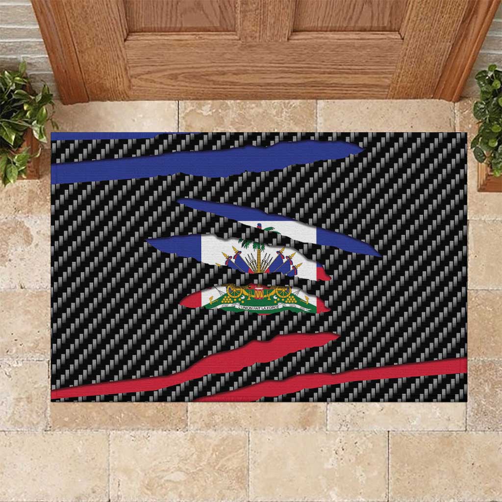 Haiti Beast Rubber Doormat Ripped Flag Graphic - Wonder Print Shop