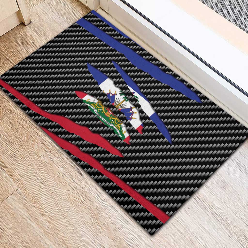 Haiti Beast Rubber Doormat Ripped Flag Graphic - Wonder Print Shop