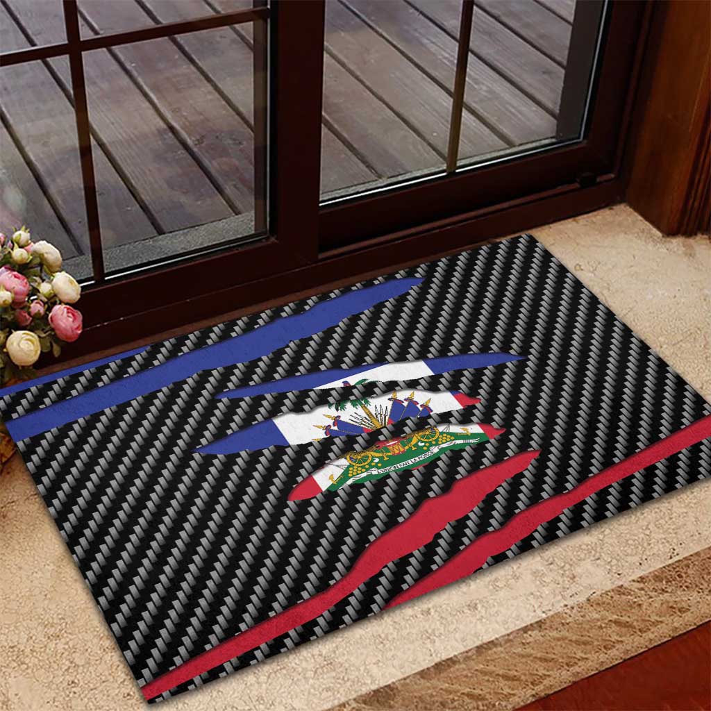 Haiti Beast Rubber Doormat Ripped Flag Graphic - Wonder Print Shop