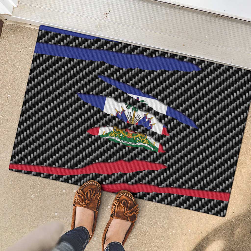Haiti Beast Rubber Doormat Ripped Flag Graphic - Wonder Print Shop