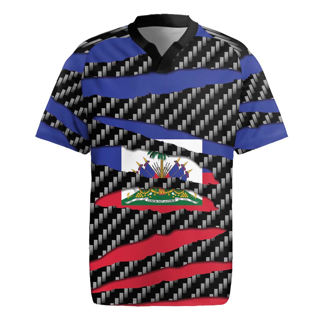 Haiti Beast Rugby Jersey Ripped Flag Graphic - Wonder Print Shop
