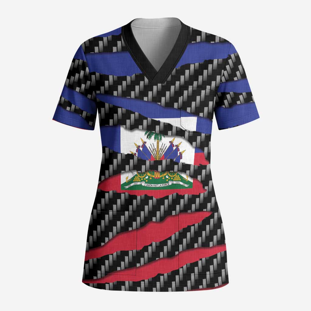 Haiti Beast Scrub Top Ripped Flag Graphic - Wonder Print Shop
