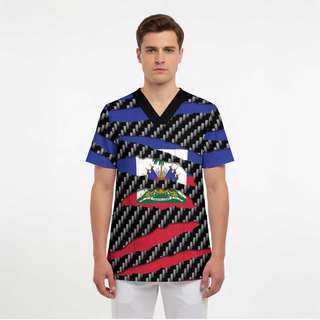 Haiti Beast Scrub Top Ripped Flag Graphic - Wonder Print Shop