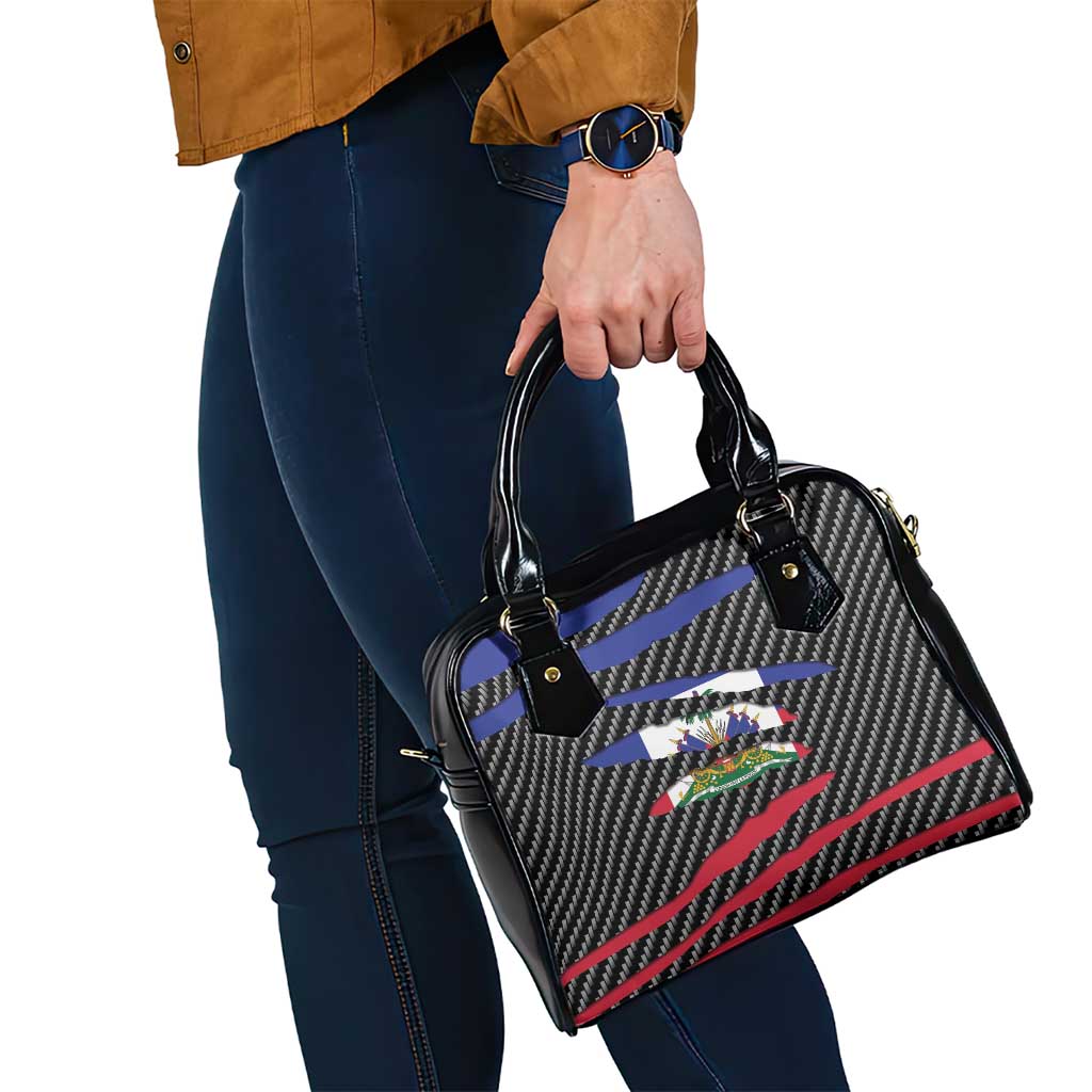 Haiti Beast Shoulder Handbag Ripped Flag Graphic - Wonder Print Shop