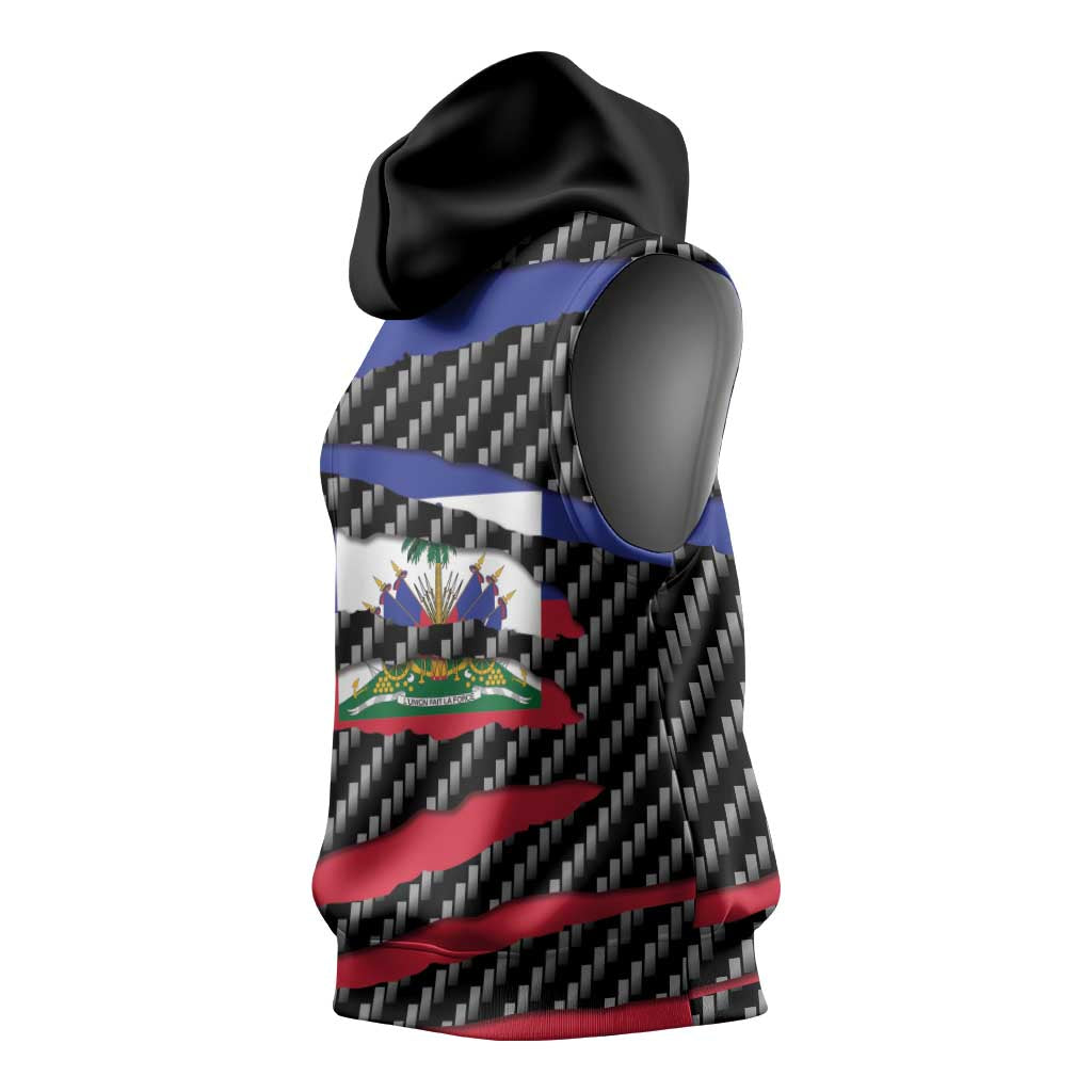 Haiti Beast Sleeveless Hoodie Ripped Flag Graphic - Wonder Print Shop