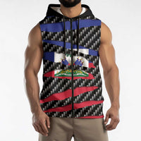 Haiti Beast Sleeveless Zip Hoodie Ripped Flag Graphic - Wonder Print Shop
