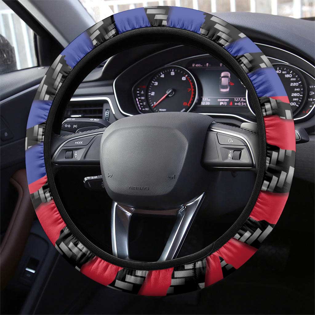 Haiti Beast Steering Wheel Cover Ripped Flag Graphic - Wonder Print Shop