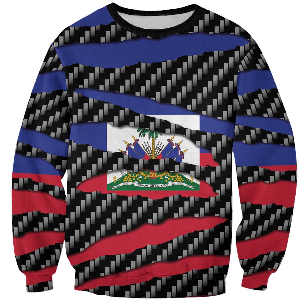 Haiti Beast Sweatshirt Ripped Flag Graphic - Wonder Print Shop