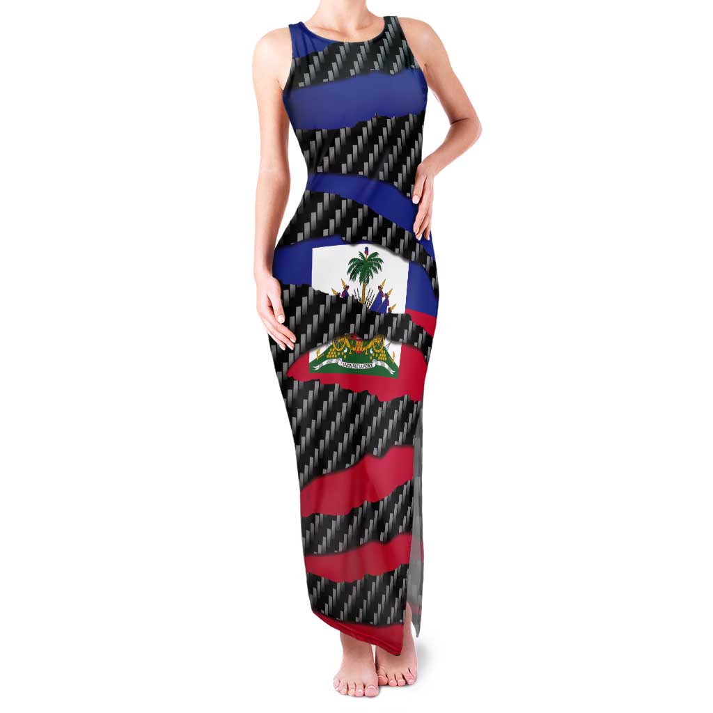 Haiti Beast Tank Maxi Dress Ripped Flag Graphic - Wonder Print Shop