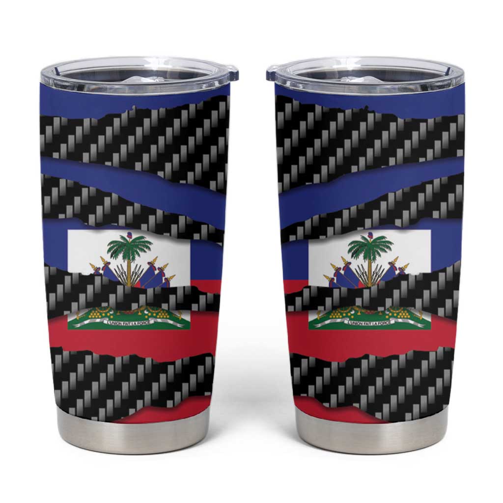 Haiti Beast Tumbler Cup Ripped Flag Graphic - Wonder Print Shop