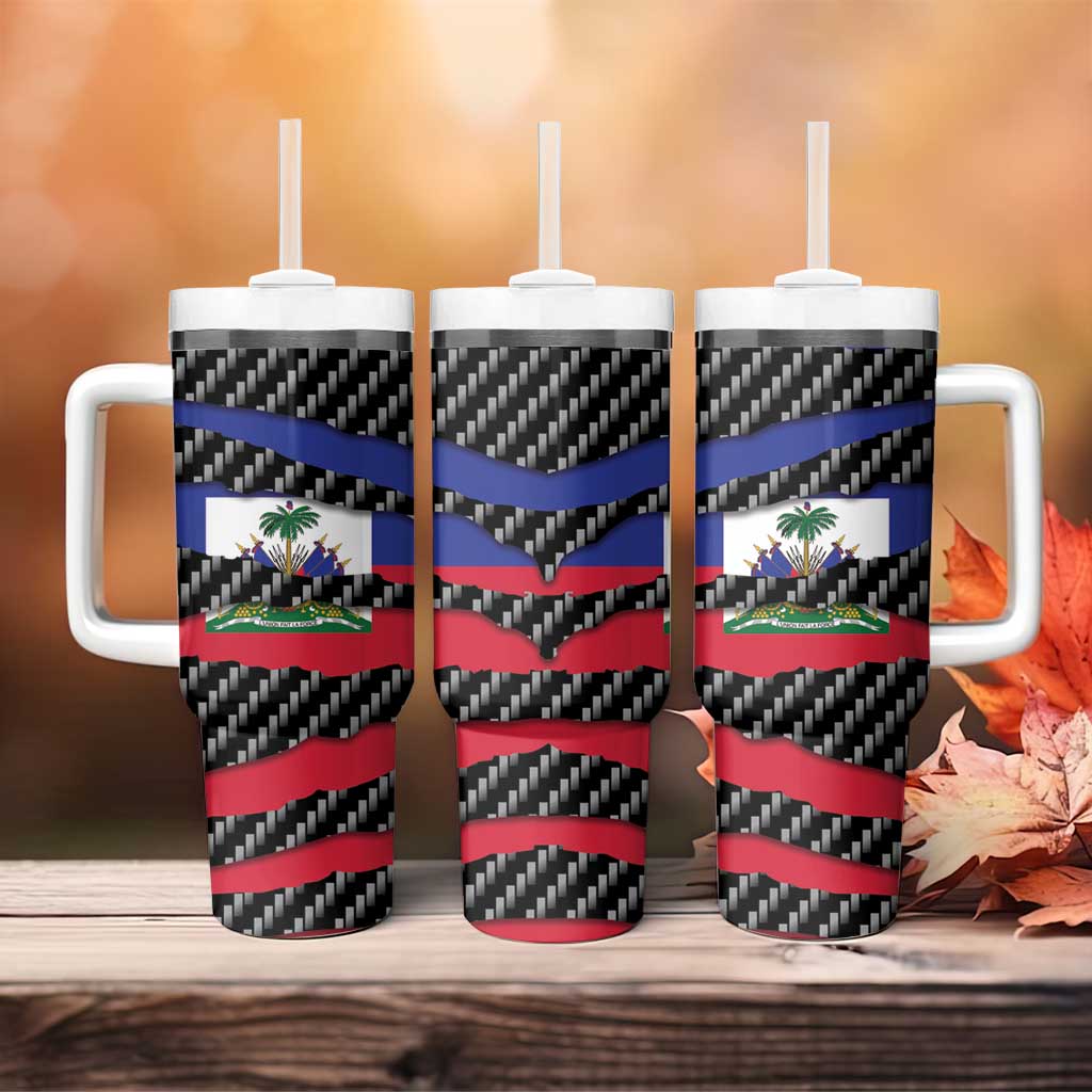 Haiti Beast Tumbler With Handle Ripped Flag Graphic - Wonder Print Shop