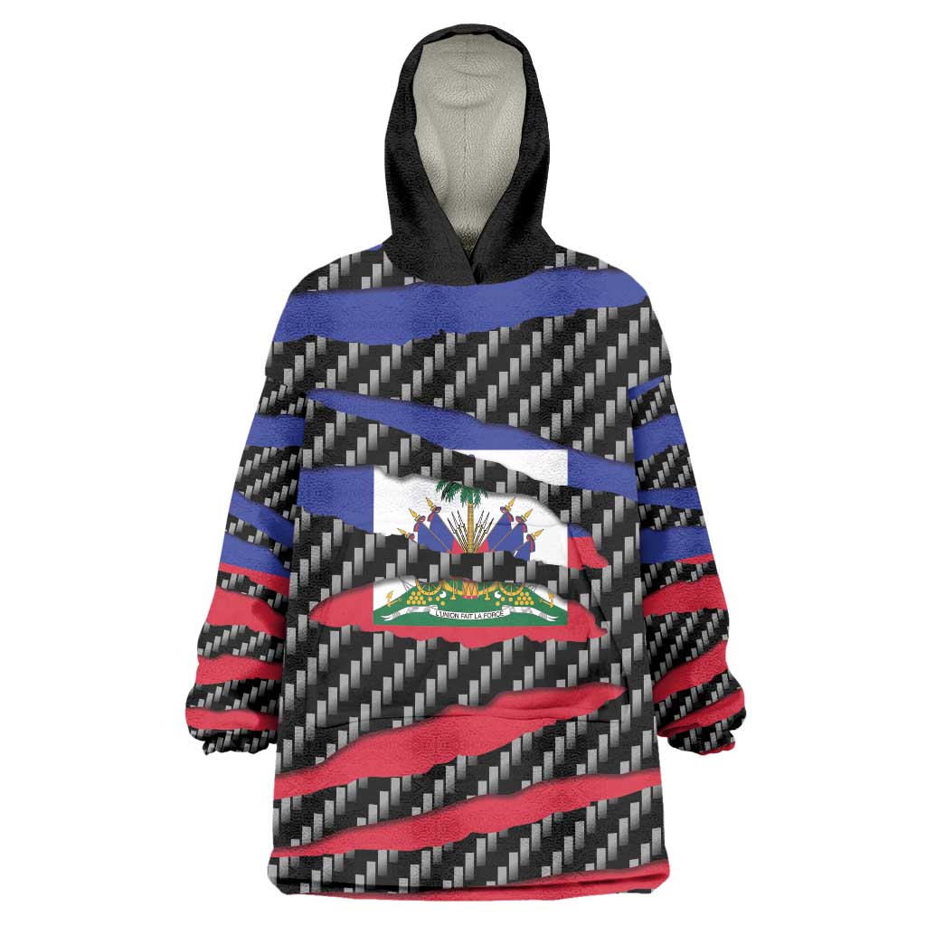 Haiti Beast Wearable Blanket Hoodie Ripped Flag Graphic - Wonder Print Shop