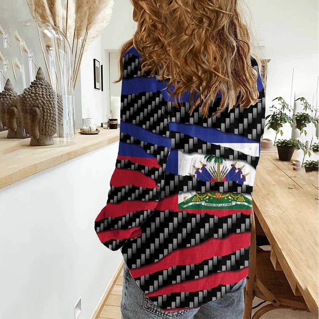 Haiti Beast Women Casual Shirt Ripped Flag Graphic - Wonder Print Shop