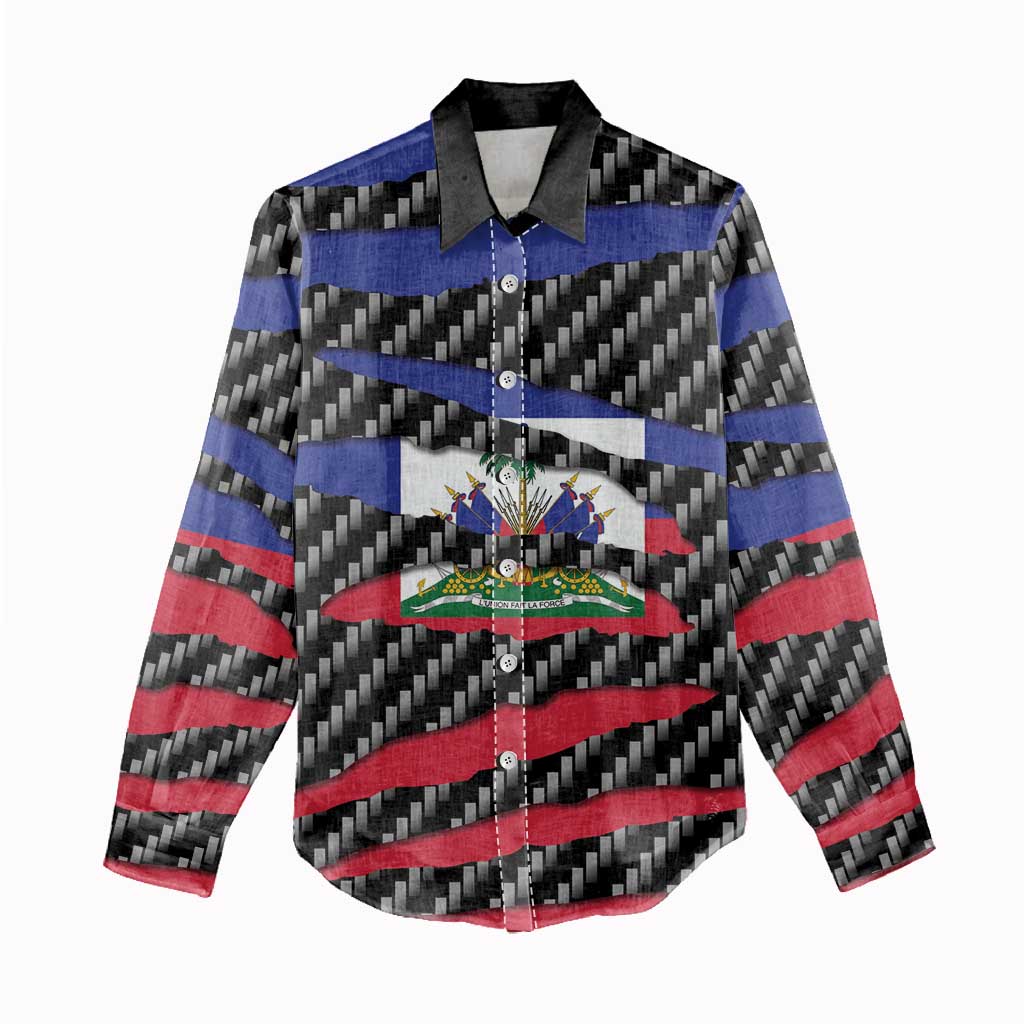 Haiti Beast Women Casual Shirt Ripped Flag Graphic - Wonder Print Shop