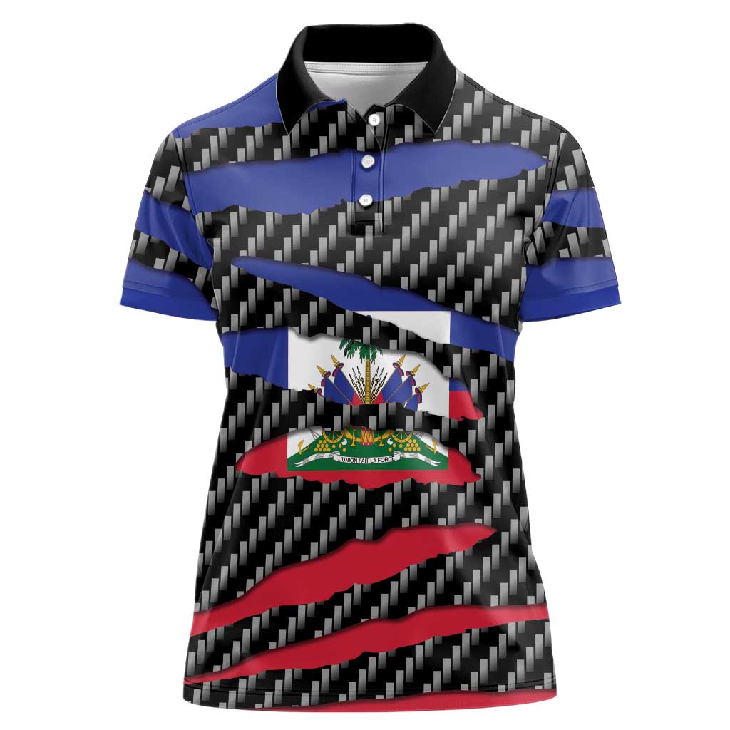 Haiti Beast Women Polo Shirt Ripped Flag Graphic - Wonder Print Shop