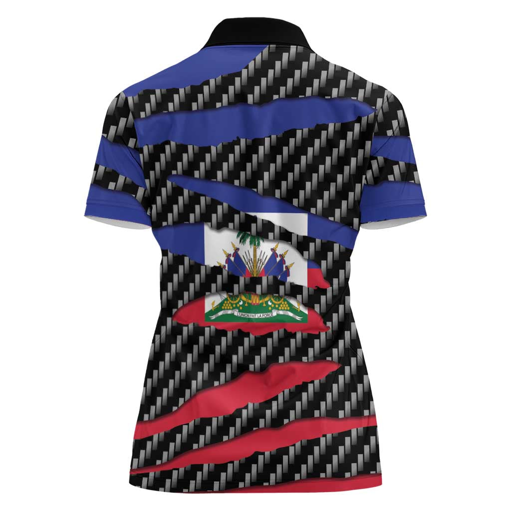 Haiti Beast Women Polo Shirt Ripped Flag Graphic - Wonder Print Shop