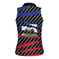 Haiti Beast Women Sleeveless Polo Shirt Ripped Flag Graphic - Wonder Print Shop
