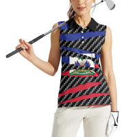 Haiti Beast Women Sleeveless Polo Shirt Ripped Flag Graphic - Wonder Print Shop