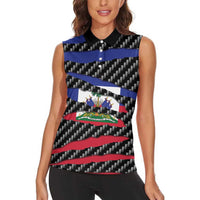Haiti Beast Women Sleeveless Polo Shirt Ripped Flag Graphic - Wonder Print Shop