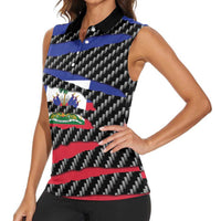 Haiti Beast Women Sleeveless Polo Shirt Ripped Flag Graphic - Wonder Print Shop