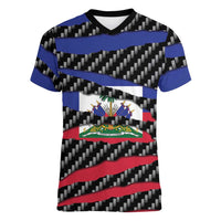 Haiti Beast Women V-Neck T-Shirt Ripped Flag Graphic - Wonder Print Shop