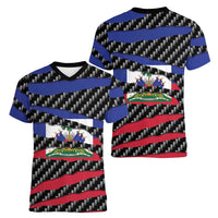 Haiti Beast Women V-Neck T-Shirt Ripped Flag Graphic - Wonder Print Shop