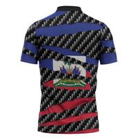 Haiti Beast Zipper Polo Shirt Ripped Flag Graphic - Wonder Print Shop