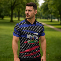 Haiti Beast Zipper Polo Shirt Ripped Flag Graphic - Wonder Print Shop