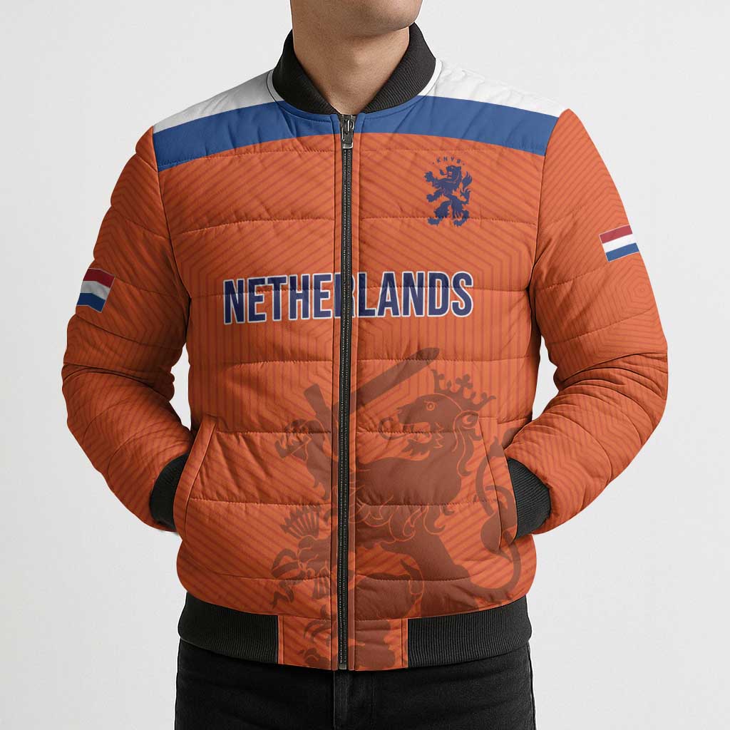 Custom World Football 2026 Netherlands Bomber Puffer Jacket Holland Oranje Dutch Lion - Wonder Print Shop