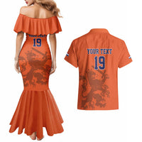 Custom World Football 2026 Netherlands Couples Matching Mermaid Dress and Hawaiian Shirt Holland Oranje Dutch Lion - Wonder Print Shop