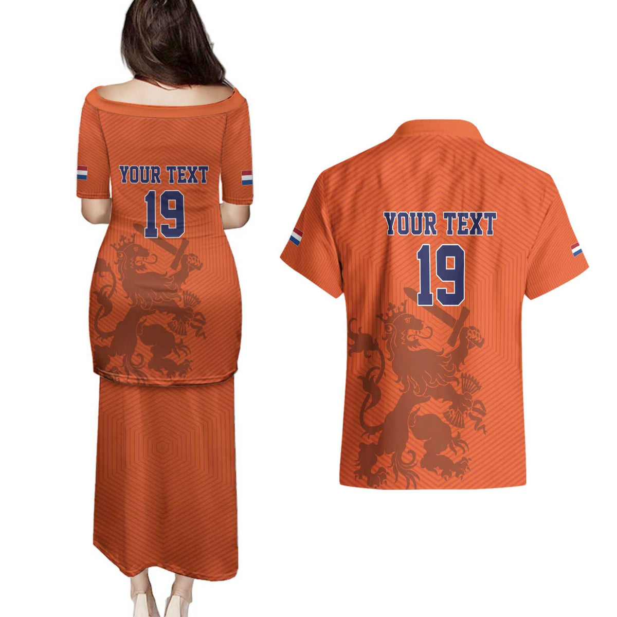 Custom World Football 2026 Netherlands Couples Matching Puletasi and Hawaiian Shirt Holland Oranje Dutch Lion - Wonder Print Shop