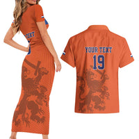 Custom World Football 2026 Netherlands Couples Matching Short Sleeve Bodycon Dress and Hawaiian Shirt Holland Oranje Dutch Lion - Wonder Print Shop