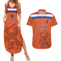 Custom World Football 2026 Netherlands Couples Matching Summer Maxi Dress and Hawaiian Shirt Holland Oranje Dutch Lion - Wonder Print Shop