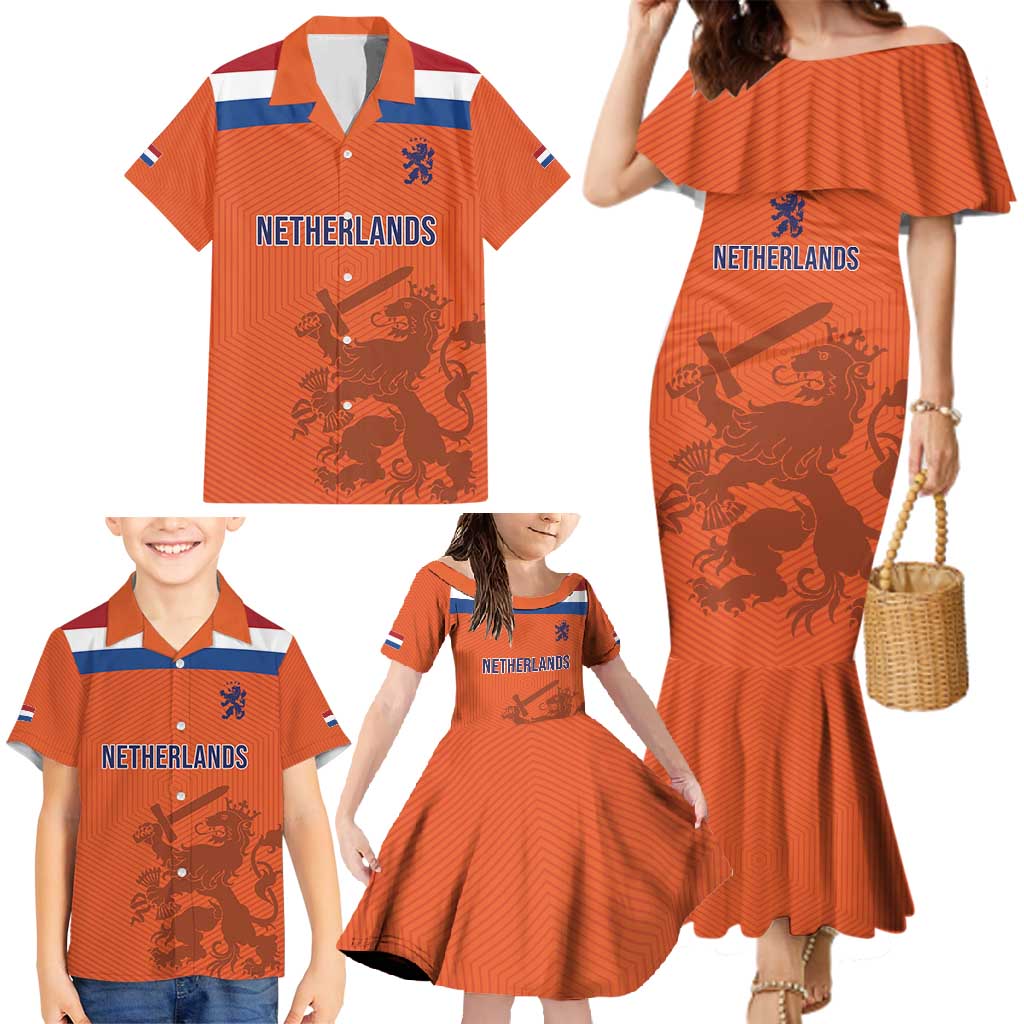 Custom World Football 2026 Netherlands Family Matching Mermaid Dress and Hawaiian Shirt Holland Oranje Dutch Lion - Wonder Print Shop