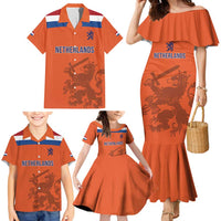 Custom World Football 2026 Netherlands Family Matching Mermaid Dress and Hawaiian Shirt Holland Oranje Dutch Lion - Wonder Print Shop