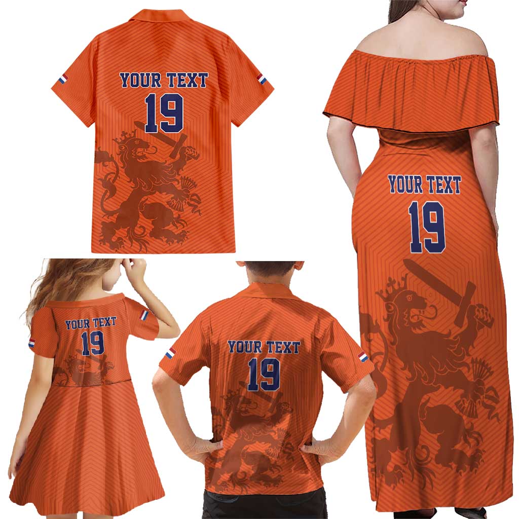 Custom World Football 2026 Netherlands Family Matching Off Shoulder Maxi Dress and Hawaiian Shirt Holland Oranje Dutch Lion - Wonder Print Shop