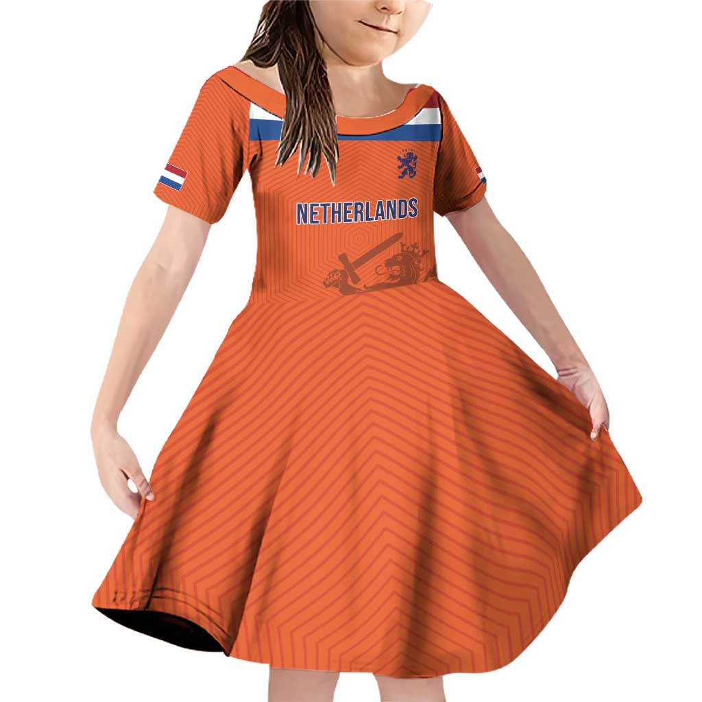 Custom World Football 2026 Netherlands Family Matching Off Shoulder Short Dress and Hawaiian Shirt Holland Oranje Dutch Lion - Wonder Print Shop