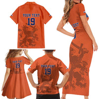 Custom World Football 2026 Netherlands Family Matching Short Sleeve Bodycon Dress and Hawaiian Shirt Holland Oranje Dutch Lion - Wonder Print Shop