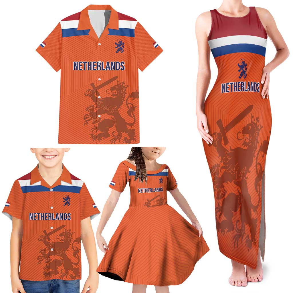 Custom World Football 2026 Netherlands Family Matching Tank Maxi Dress and Hawaiian Shirt Holland Oranje Dutch Lion - Wonder Print Shop