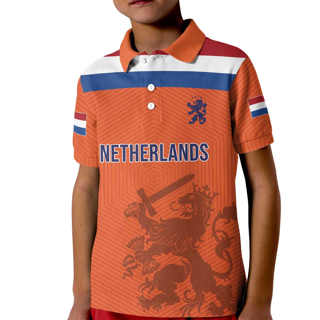 Custom World Football 2026 Netherlands Kid Polo Shirt Holland Oranje Dutch Lion - Wonder Print Shop