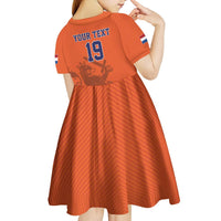 Custom World Football 2026 Netherlands Kid Short Sleeve Dress Holland Oranje Dutch Lion - Wonder Print Shop