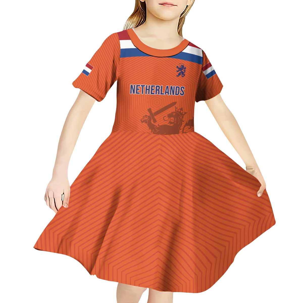 Custom World Football 2026 Netherlands Kid Short Sleeve Dress Holland Oranje Dutch Lion - Wonder Print Shop
