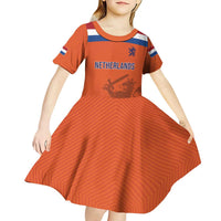 Custom World Football 2026 Netherlands Kid Short Sleeve Dress Holland Oranje Dutch Lion - Wonder Print Shop