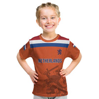 Custom World Football 2026 Netherlands Kid T Shirt Holland Oranje Dutch Lion - Wonder Print Shop