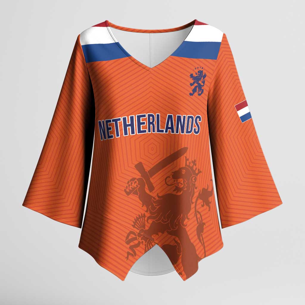 Custom World Football 2026 Netherlands Kimono Sleeve Blouse Holland Oranje Dutch Lion - Wonder Print Shop