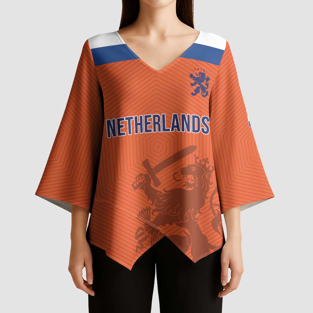 Custom World Football 2026 Netherlands Kimono Sleeve Blouse Holland Oranje Dutch Lion - Wonder Print Shop
