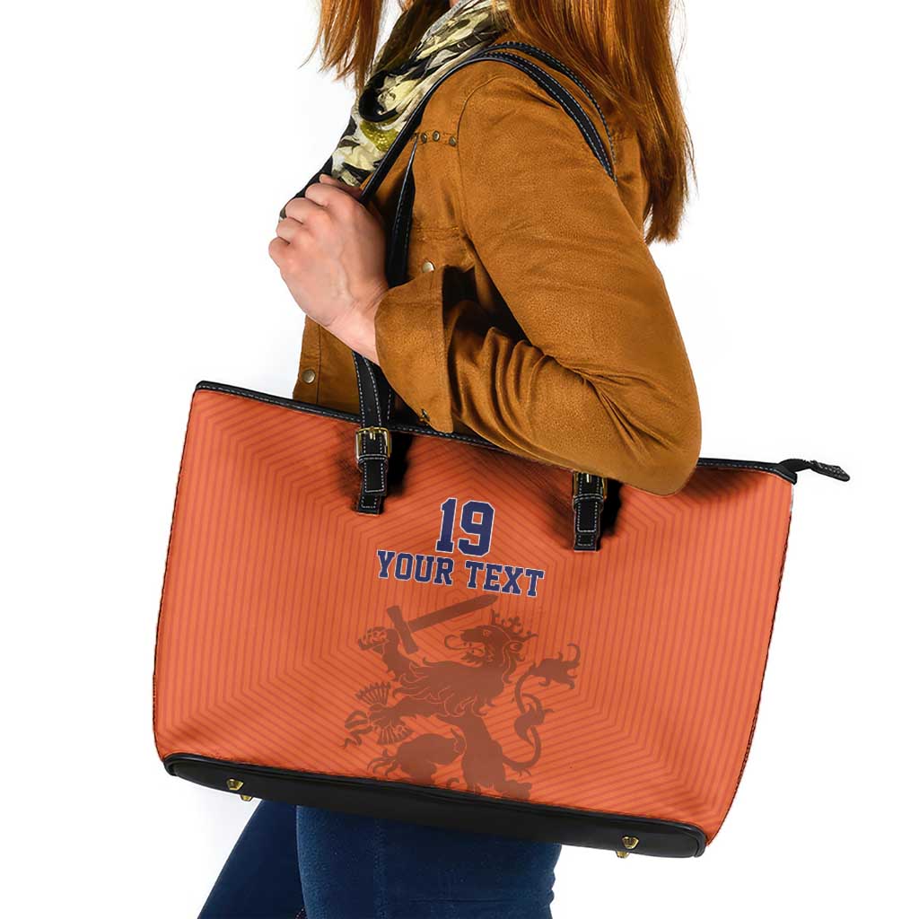 Custom World Football 2026 Netherlands Leather Tote Bag Holland Oranje Dutch Lion - Wonder Print Shop