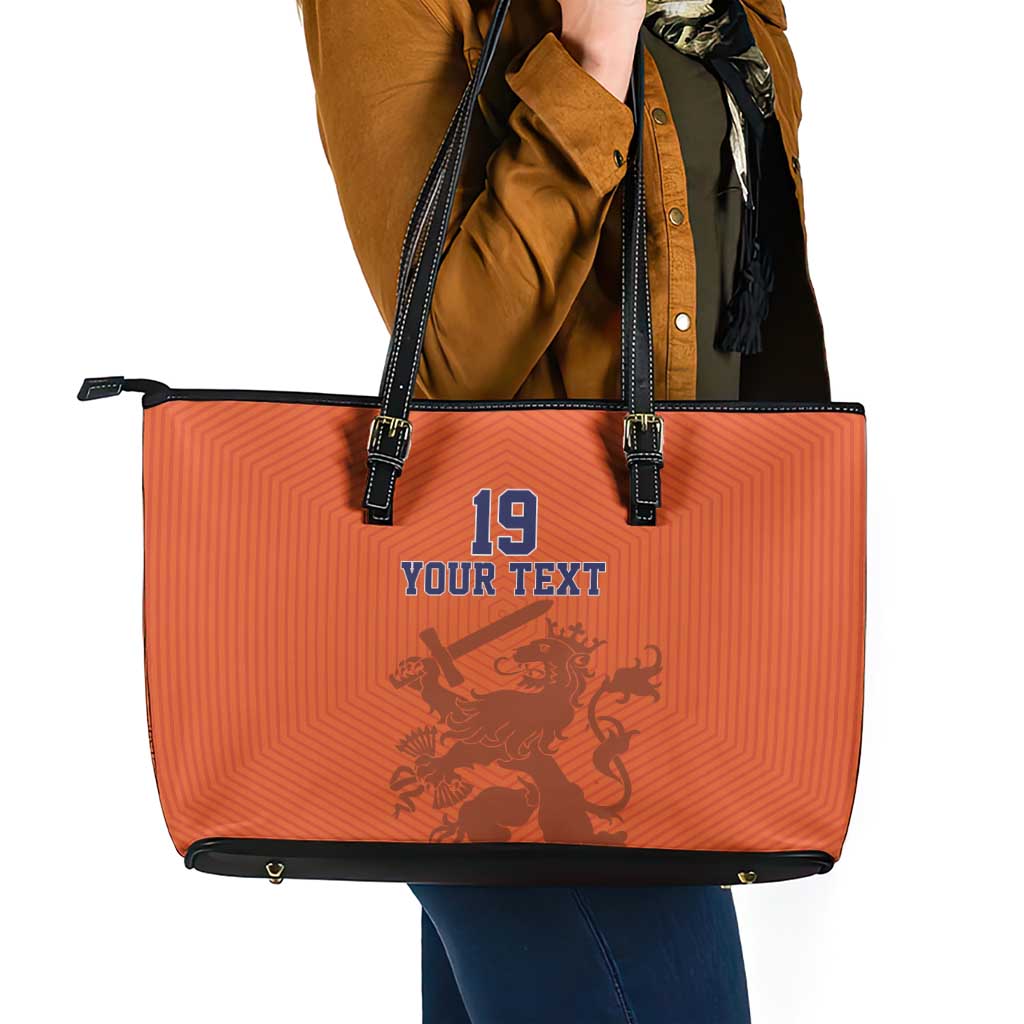 Custom World Football 2026 Netherlands Leather Tote Bag Holland Oranje Dutch Lion - Wonder Print Shop