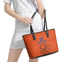 Custom World Football 2026 Netherlands Leather Tote Bag Holland Oranje Dutch Lion - Wonder Print Shop