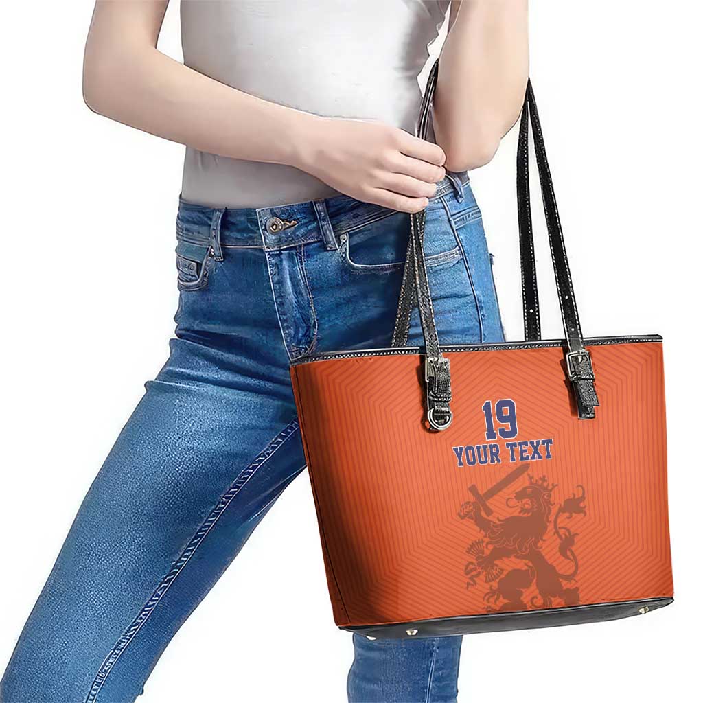 Custom World Football 2026 Netherlands Leather Tote Bag Holland Oranje Dutch Lion - Wonder Print Shop